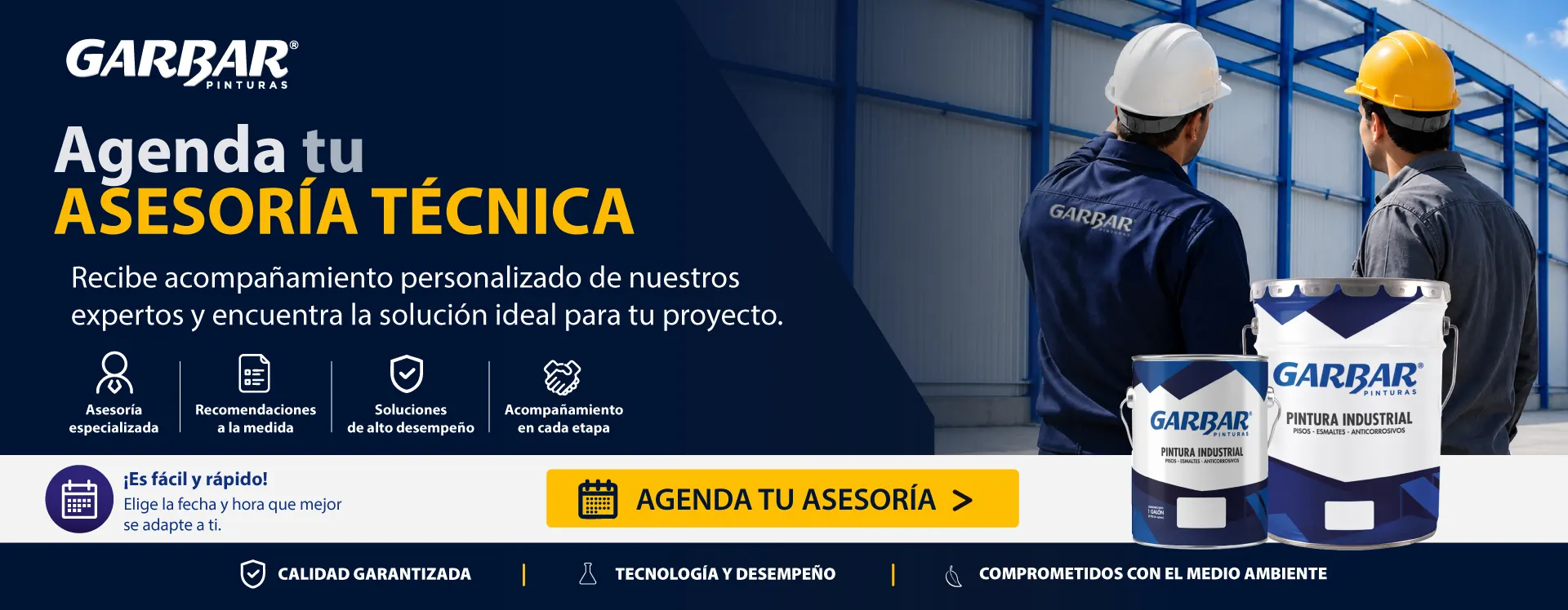 Agenda tu asesoría técnica con los especialistas de Garbar Pinturas